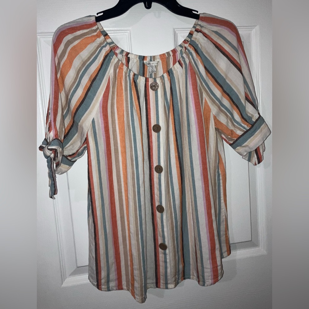 Cato Orange Brown Puff Sleeve Blouse